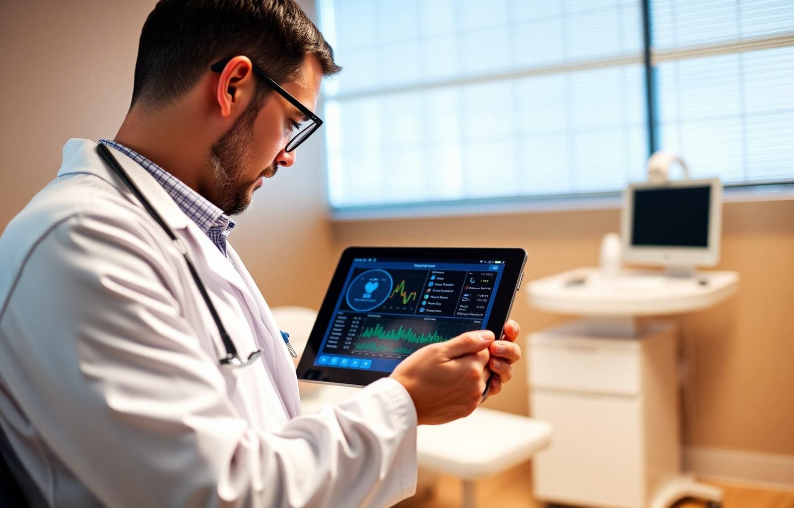 Doctor using EMR software on a tablet